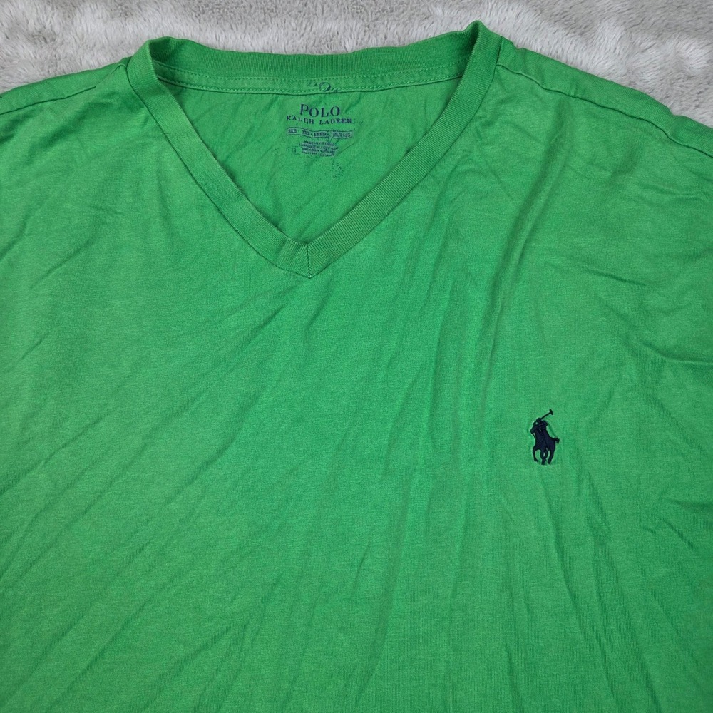 Polo Ralph Lauren V-Neck T-Shirt Mens 3XB Big & Tall Pony Logo Kelly Green Tee